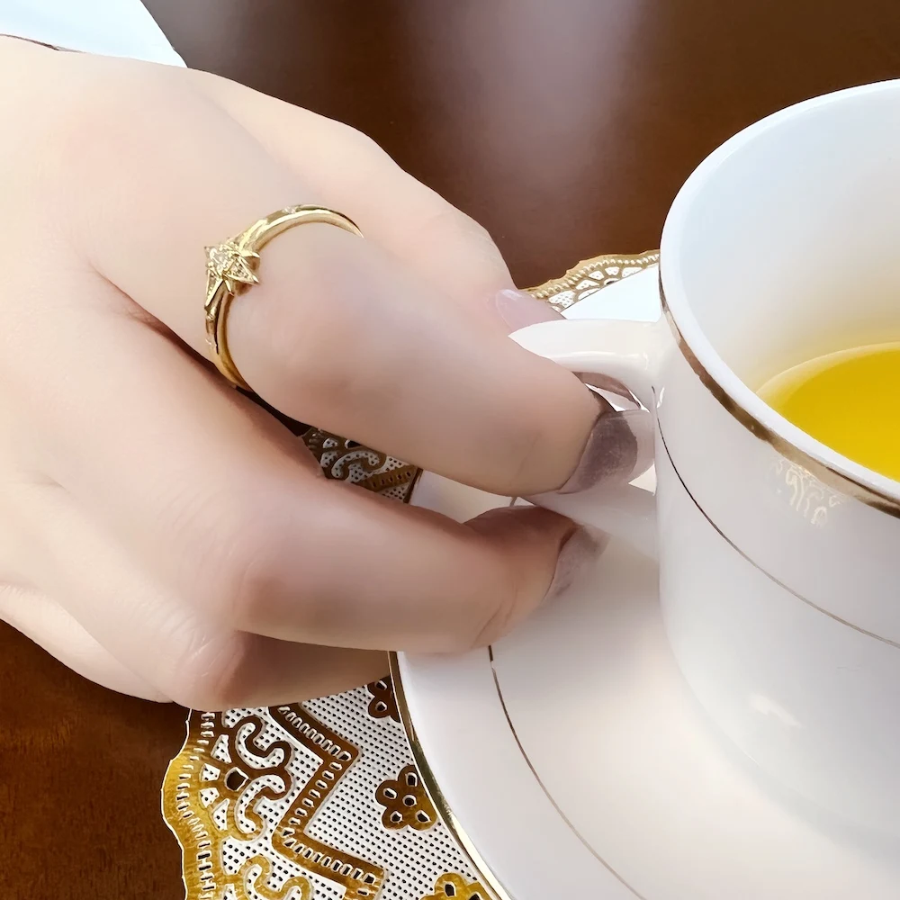 Fascinates Stern-Ring im Europa-Stil, brandneuer glamouröser feiner Schmuck für Damen, Frühling, 925er Sterlingsilber, trendiges Geschenk – Detail 5