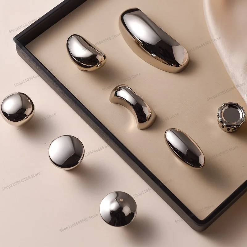 For Titanium silver cabinet door handle oval wardrobe door drawer shoe cabinet door handle single hole