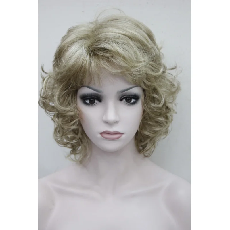 

Ladies Wig Blonde Brown Curly Natural Hair Wig Women's Wigs+Wig Cap