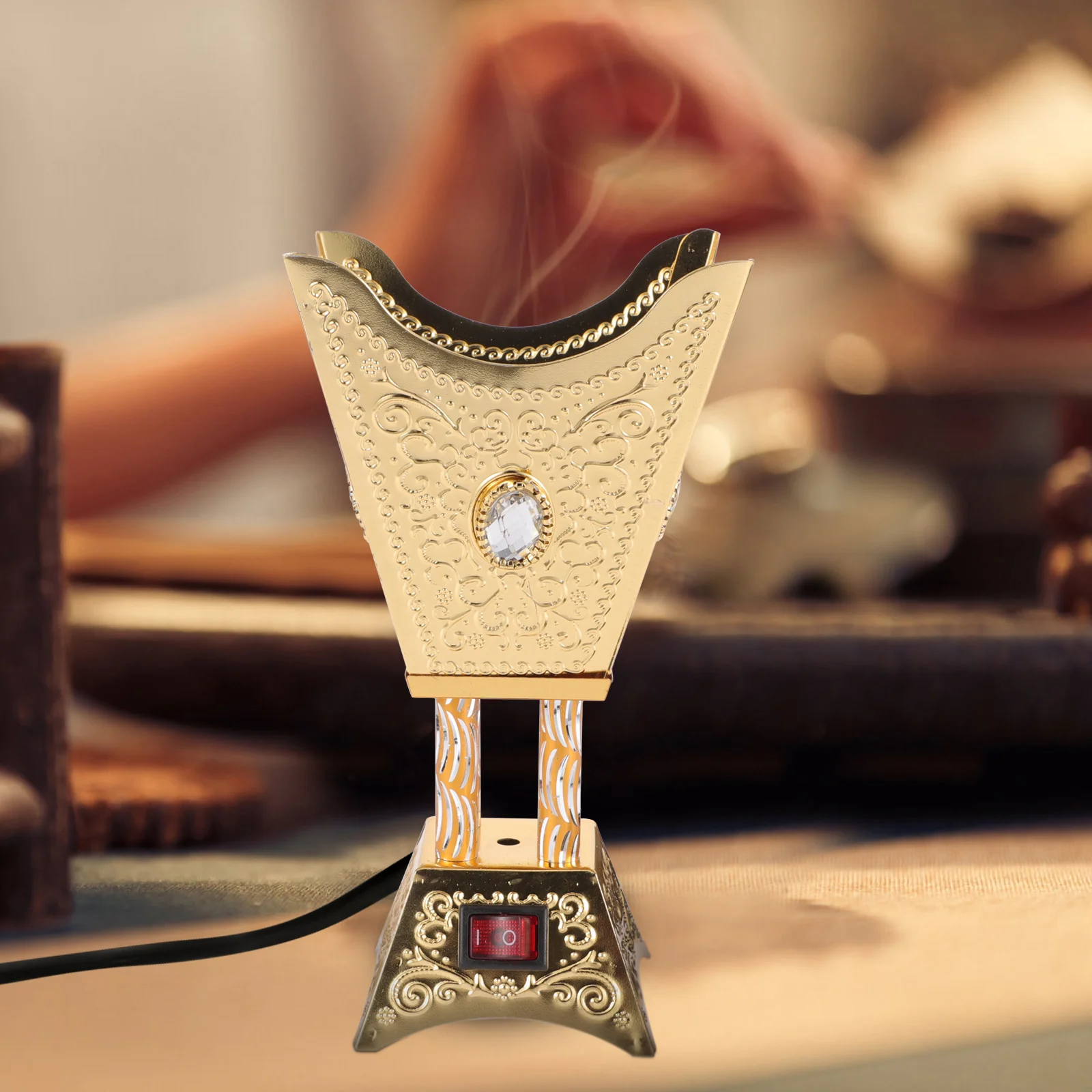 

Aroma Incense Burner Electric Plug in Metal Burner for Home Use Portable Vintage Style Censer Holder Relaxing Scent Diffuser