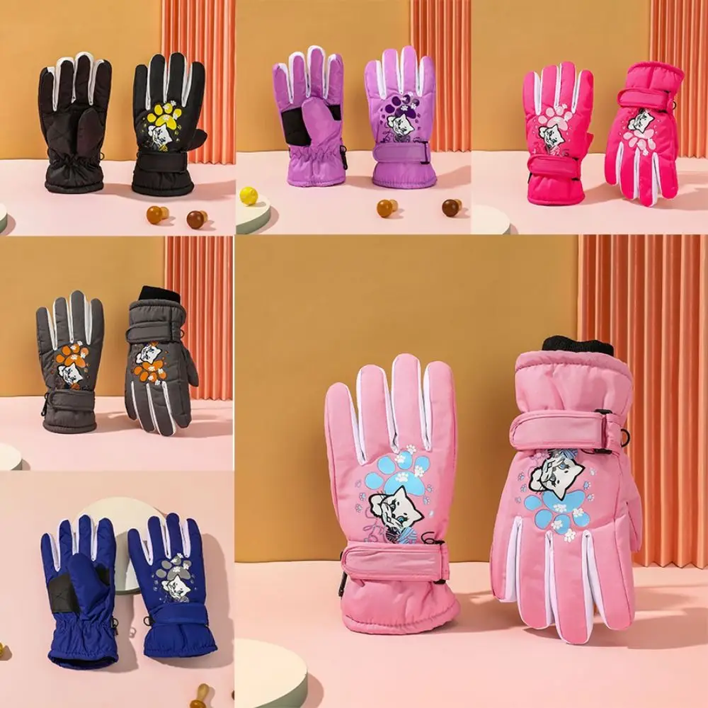 Waterproof Children Winter Ski Gloves Finger Warmer Anti-slip Thicken Mittens 5-10 Years Old Snow Snowboard Kids Glove