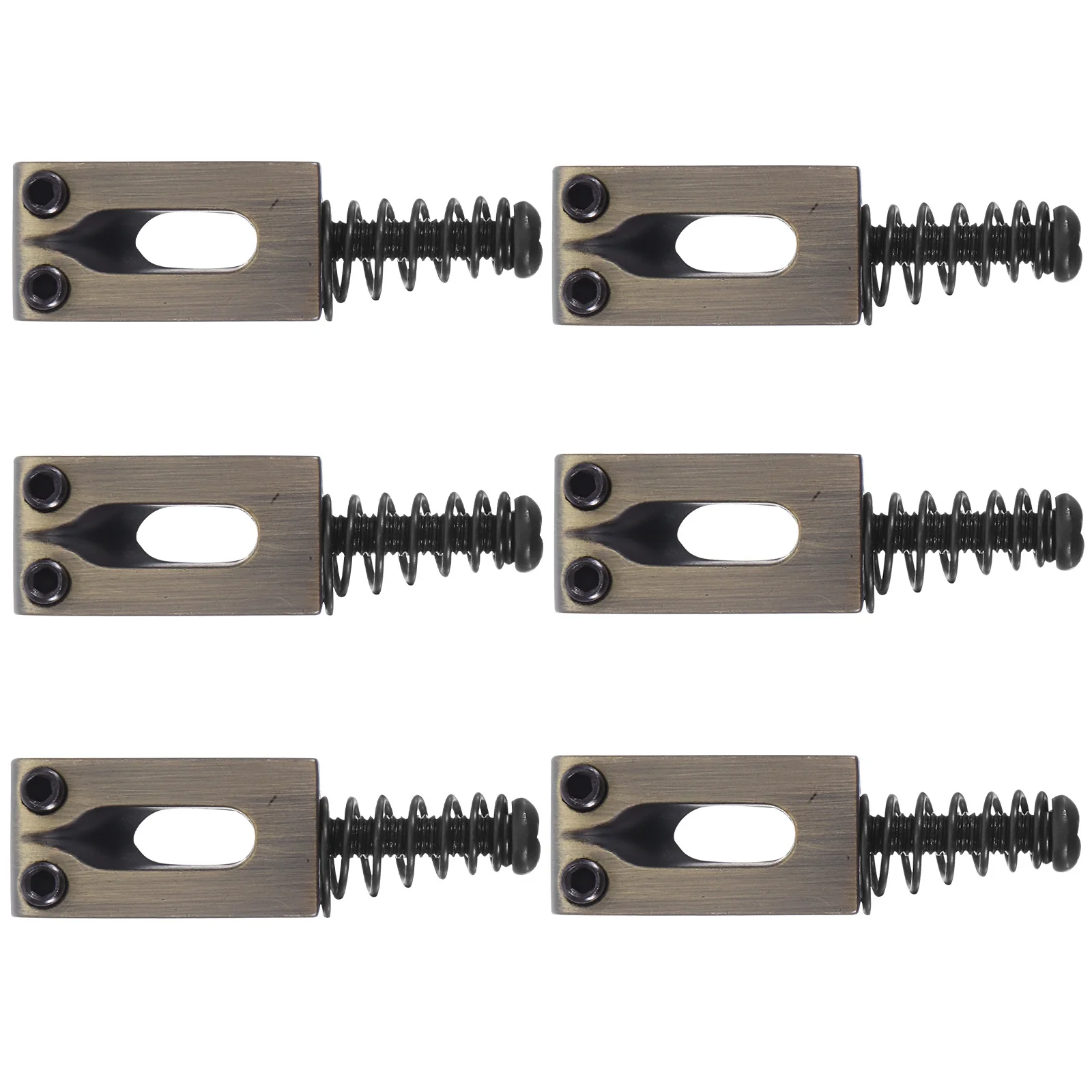 

6Pcs Electric Guitar Bridge Saddle Set Red Copper Sandblasted Finish Black Screws Stable String Tension Tremolo Bridge