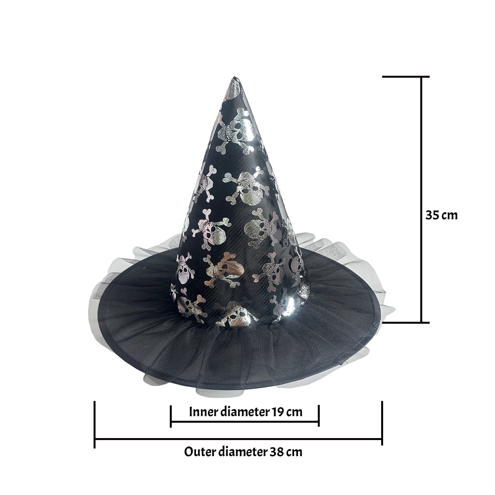 Kapelusz Czarownicy z Siatki Rekwizyty na Halloween Imprezę Maskaradę Akcesoria do Kostiumu Duch Pięcioramienna Gwiazda Kapelusz Czarodzieja Kapelusz Cosplay