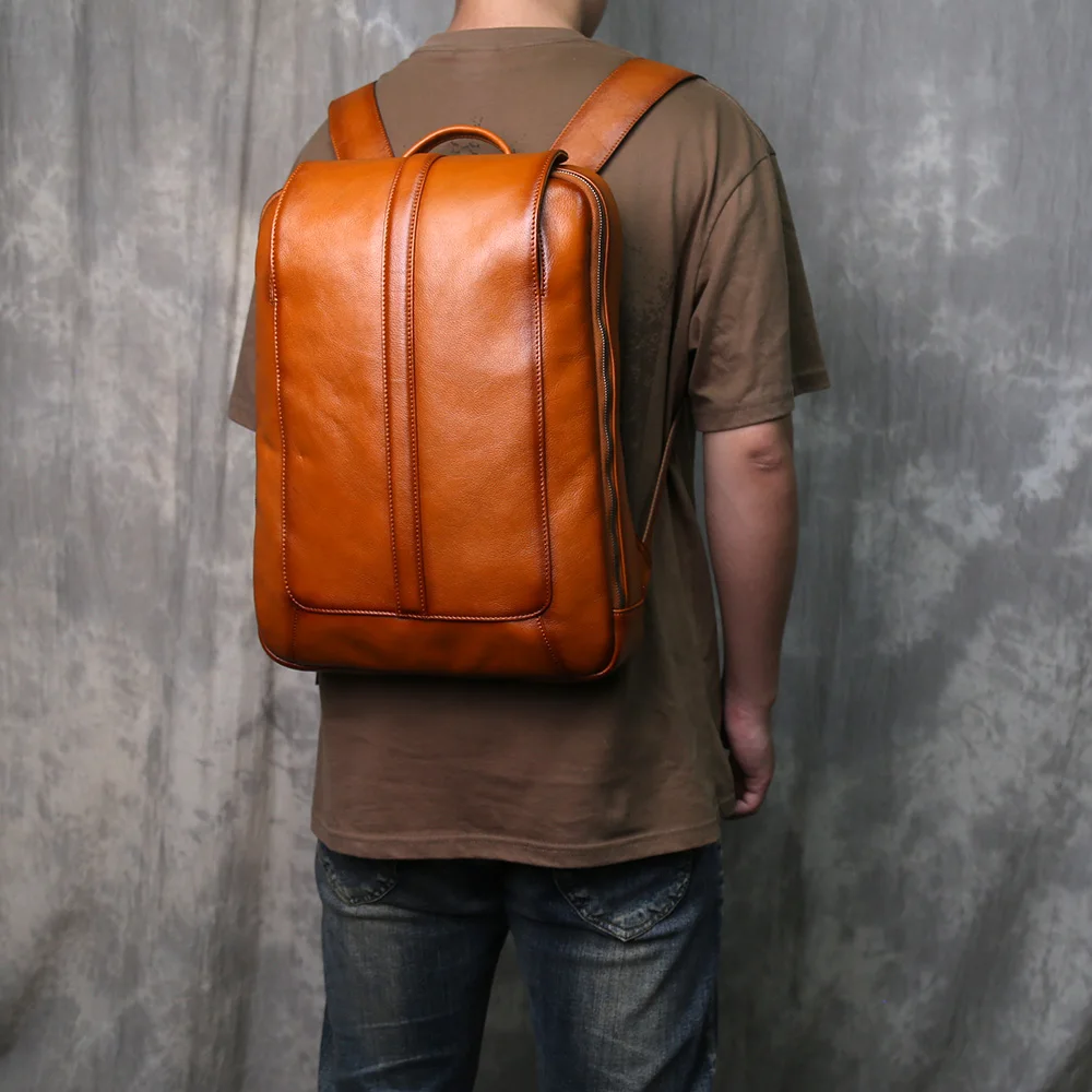 

Новый модный повседневный рюкзак унисекс из натуральной кожи, большая вместительная деловая сумка для ноутбука в европейском и американском модном стиле