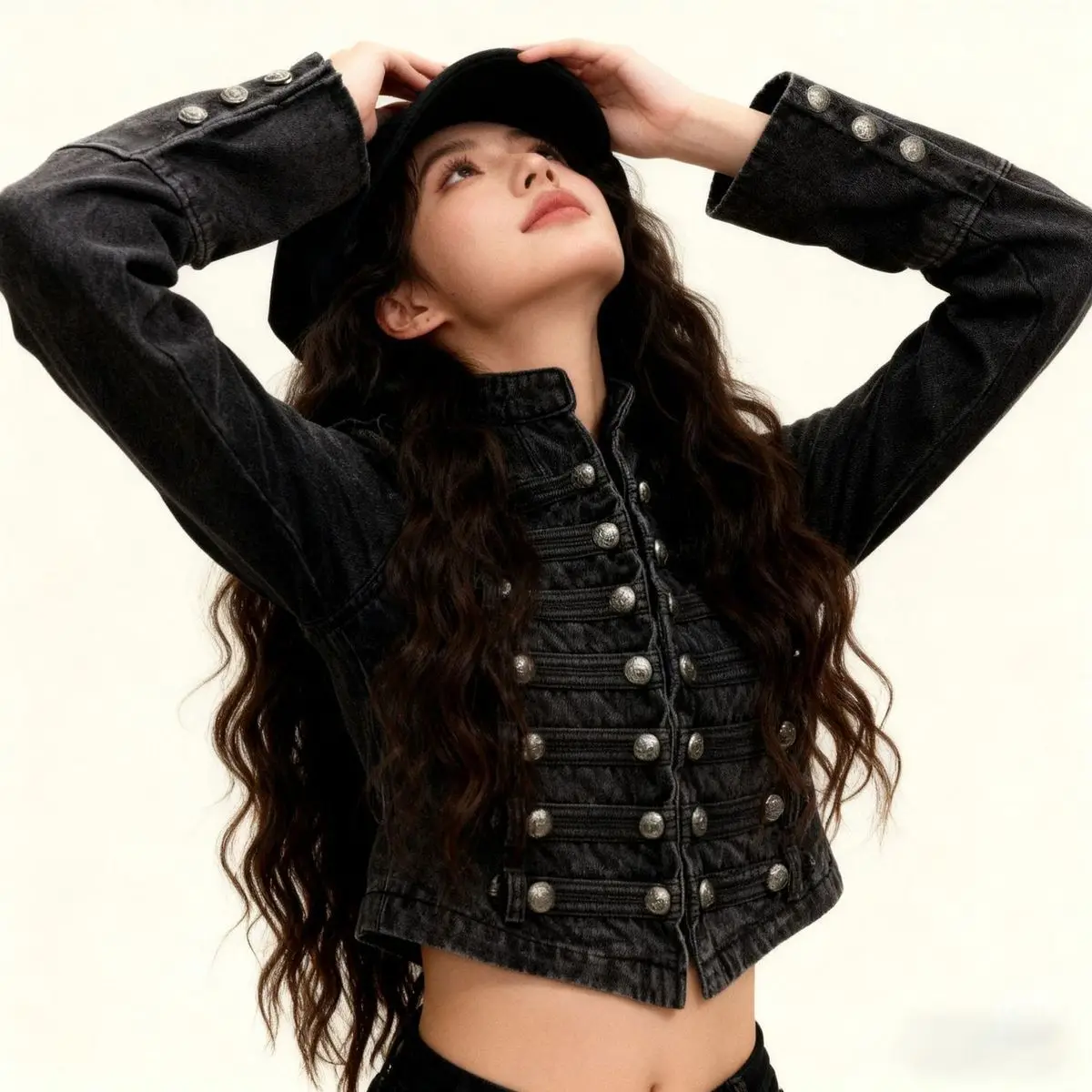 Women's Clothing Short Coat New Jeans Jacket Retro Button Design Slim Stand-up Collar Long Sleeves Denim Top Jacket Short Coat