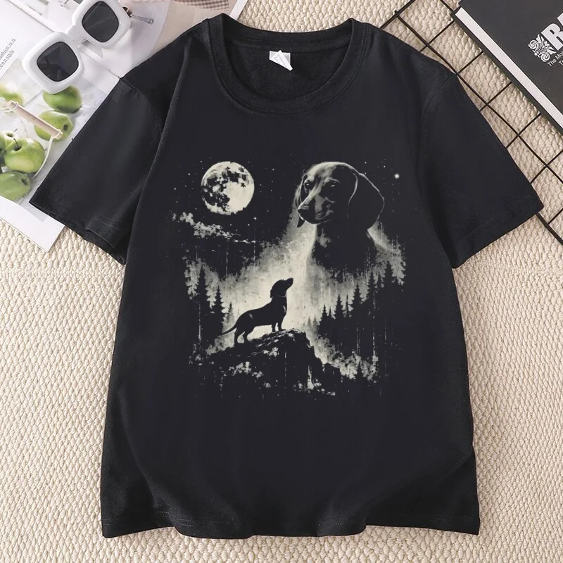 Dachshund T-Shirt Weiner Dog T Shirts Vintage Womens Mens Comfort Graphic T-shirts Casaul Round Neck Printed Tees