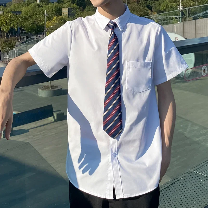 Student Werk Uniform Met Stropdas Mannen Lange Korte Mouw Wit Overhemd Middelbare School Uniformen Koreaanse Japan Jk Dk Uniform seifuku