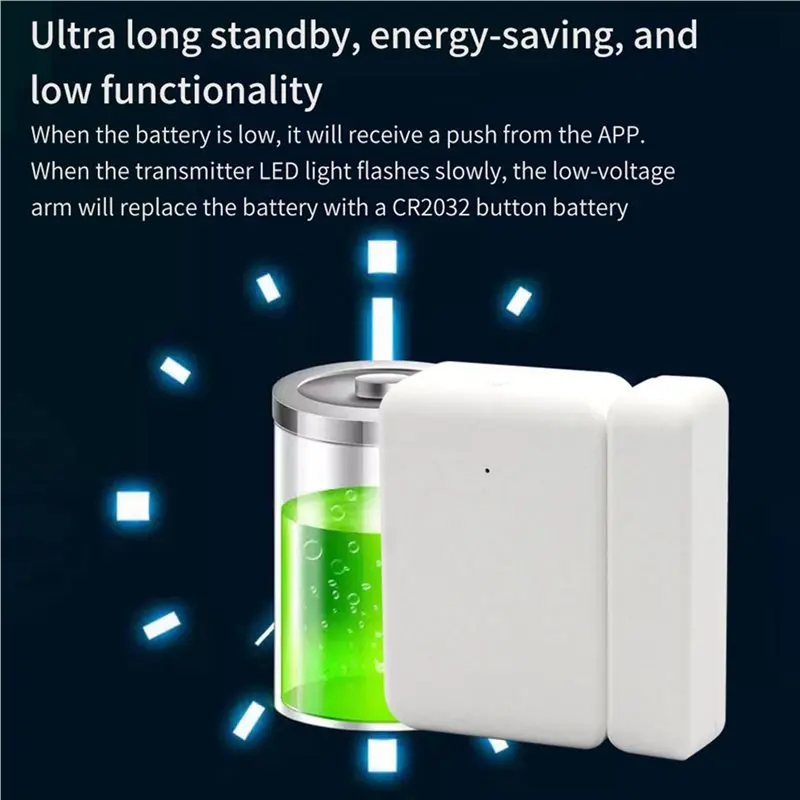 ABGI-10X Sensore porta TTLOCK wireless da 2,4 Ghz Rilevamento contatti porta Finestre Stato aperto e chiuso Funziona con l'app TTLOCK