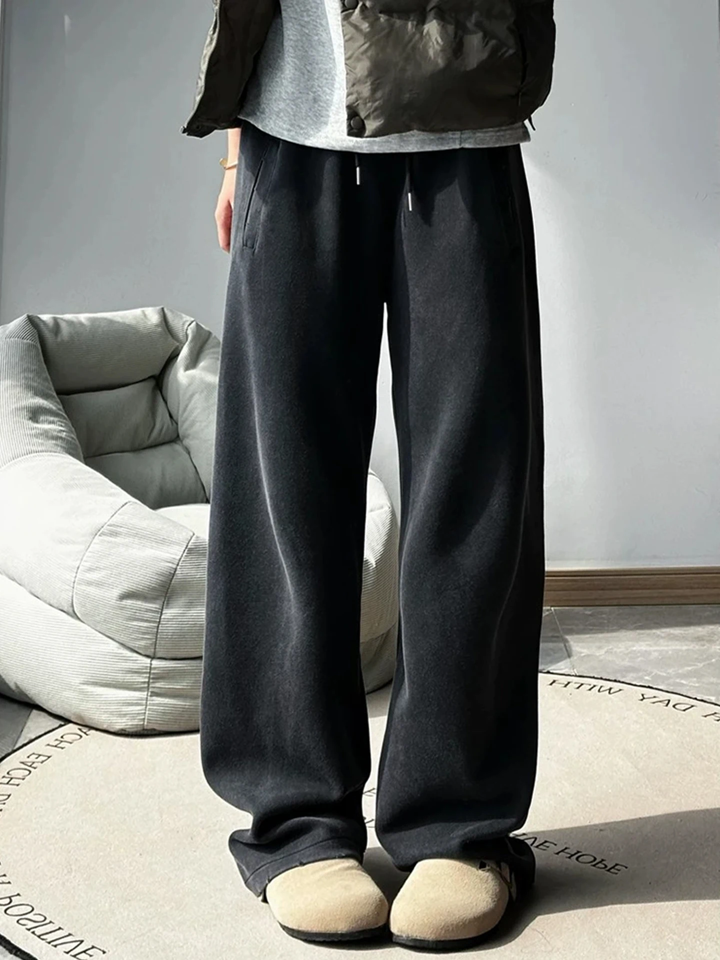 

Мужские спортивные брюки Waed ey American Sle Knife, осенне-зимние, свободные, расклешенные, повседневные, в стиле lazy style.