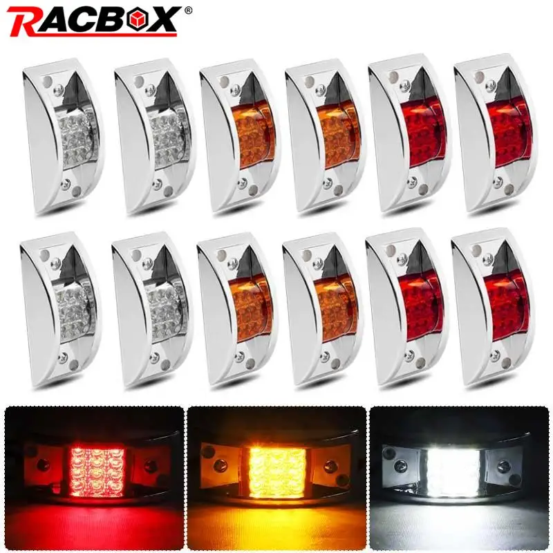 

10PCS 12Leds Side Marker Light Red Yellow White 12V 24V Rear Turn Signal Lamp For Trucks Trailers Lorries Buses Boats Waterproof