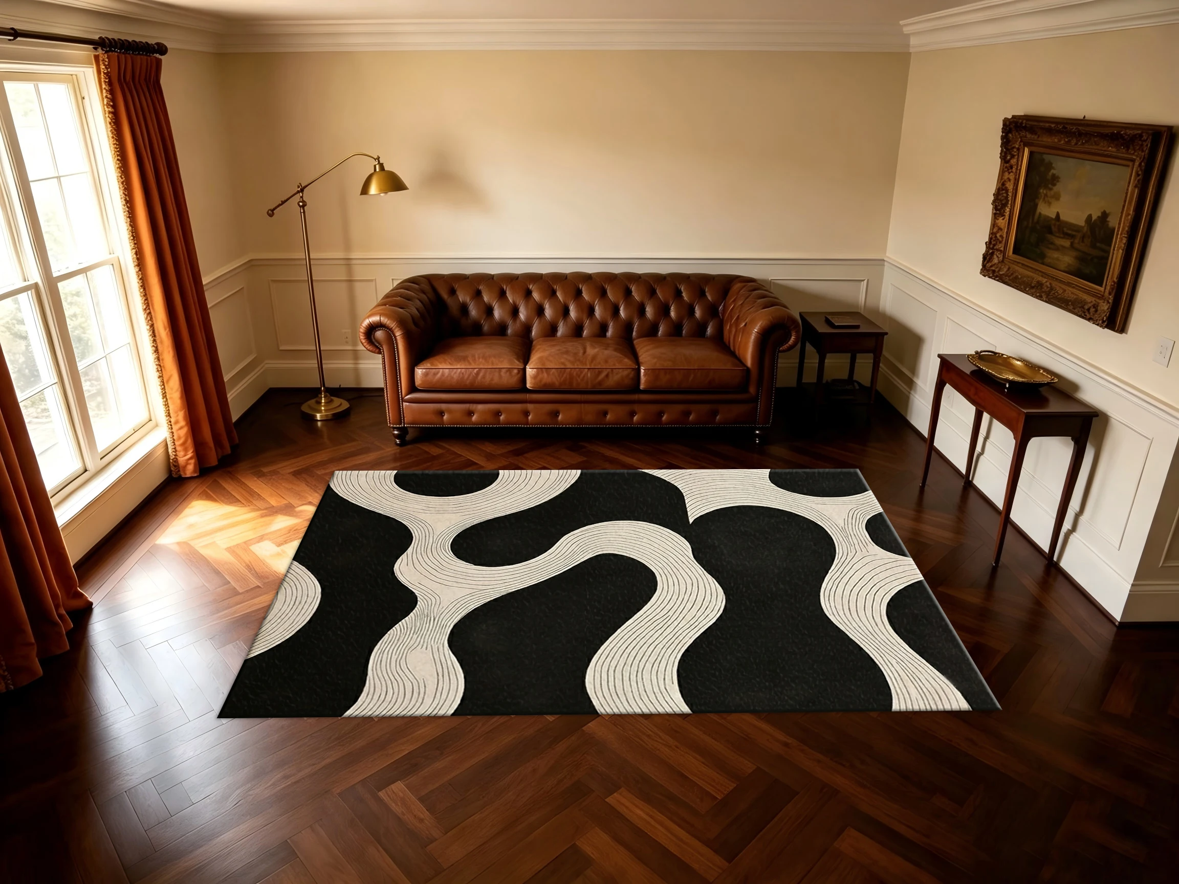 Abstract Geometric Line Area Rug Non‑Slip Floor Mat Modern Home Decor for Living Room Bedroom