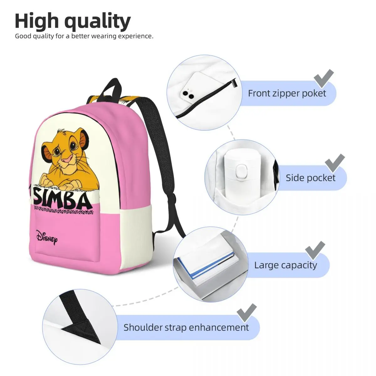 Birthday Cute Simba Classic Sturdy Shoulder Handbag Disney｠The Lion King｠Film Good Quality Girl Kid Storage Bag For Work