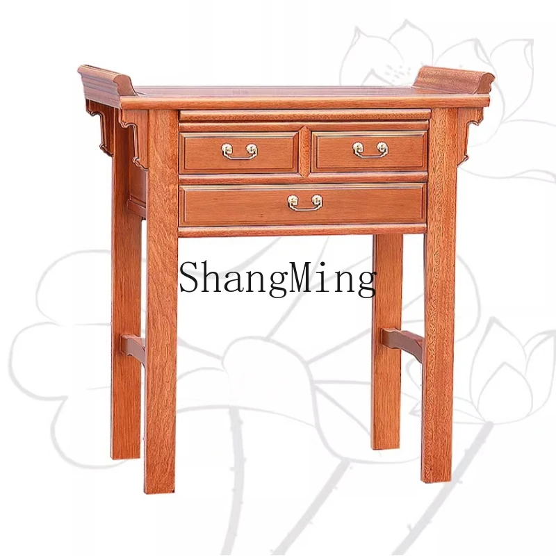 ZYYsolid wood shrine high-end Buddhist shrine new Chinese bridge platform desktop home modern light luxury God of Wealth cabinet