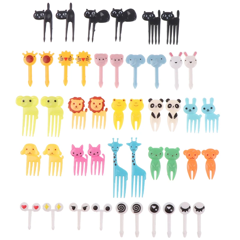 6/10 Pcs/pack Mini Cartoon Children Snack Cake Dessert Selection Bento Decorative Fork Kitchen Bar Supplies Cutlery Fruit Fork