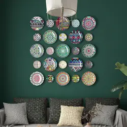 Ceramic Decorative Hanging Plate Wall Decoration Bohemian Moroccan Auspicious Festive Hanging Plate Wall Haning Plate ZD949