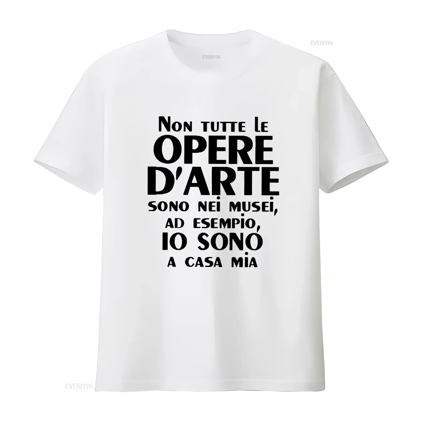 Maglietta Uomo con Citazione Italiana Non Tutte Le Opere Sono Musi Divertente Motivo Geometrico Bianco e Nero Testo in vintage