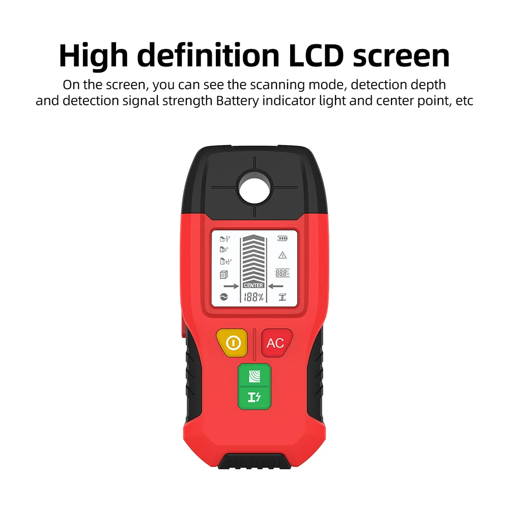 HW-100 7 In 1 Wall Detector Handheld Screw Column Detector Live AC Cable Detector Cable PVC Water Pipe Wood Metal Detector