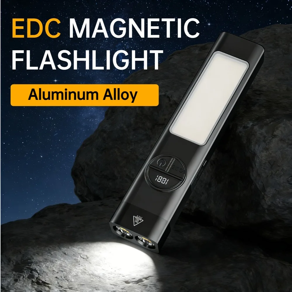 

Мощный мини-фонарь EDC с магнитом, перезаряжаемый, с цифровым COB-светом, для кемпинга и походов