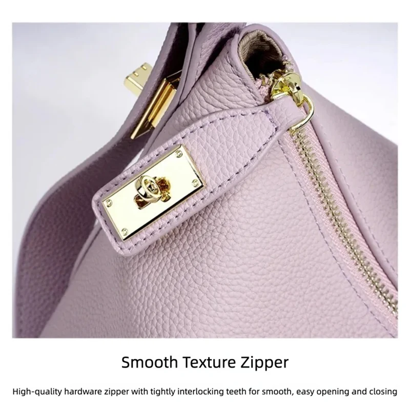 New Women's Shoulder Bag, Niche Design Tote Bag, Togo First-Layer Cowhide Handbag, High-End Underarm Bag, Genuine Leather Pillow Bag, Commuting and Shopping Casual Bag