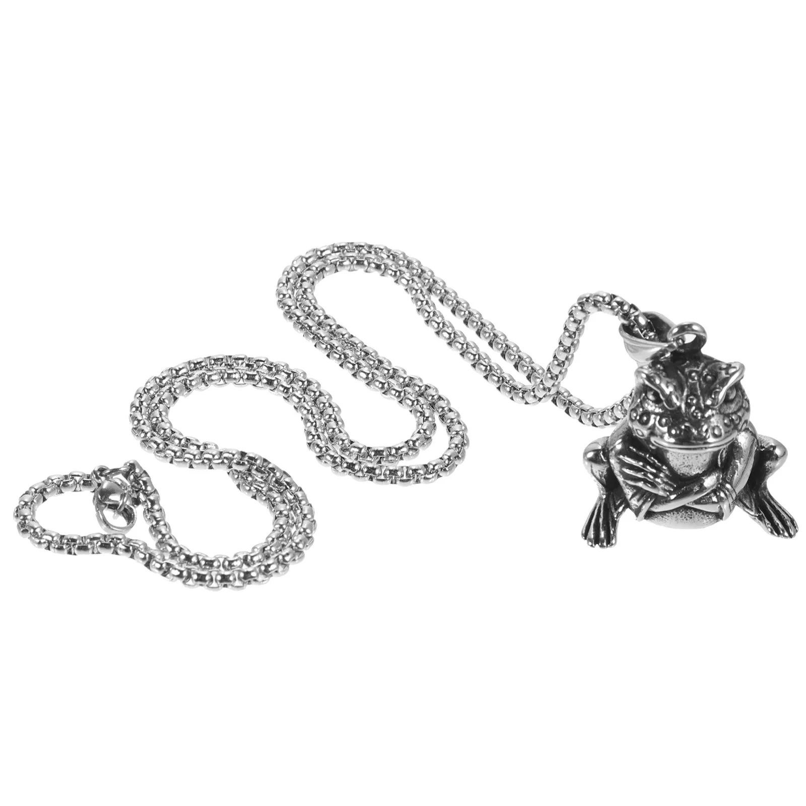 

Vintage Frog Necklace for Men Premium Metal Animal Pendant Necklace Cool Beach Party Surfing Gift Neck Chain Fashion Accessory