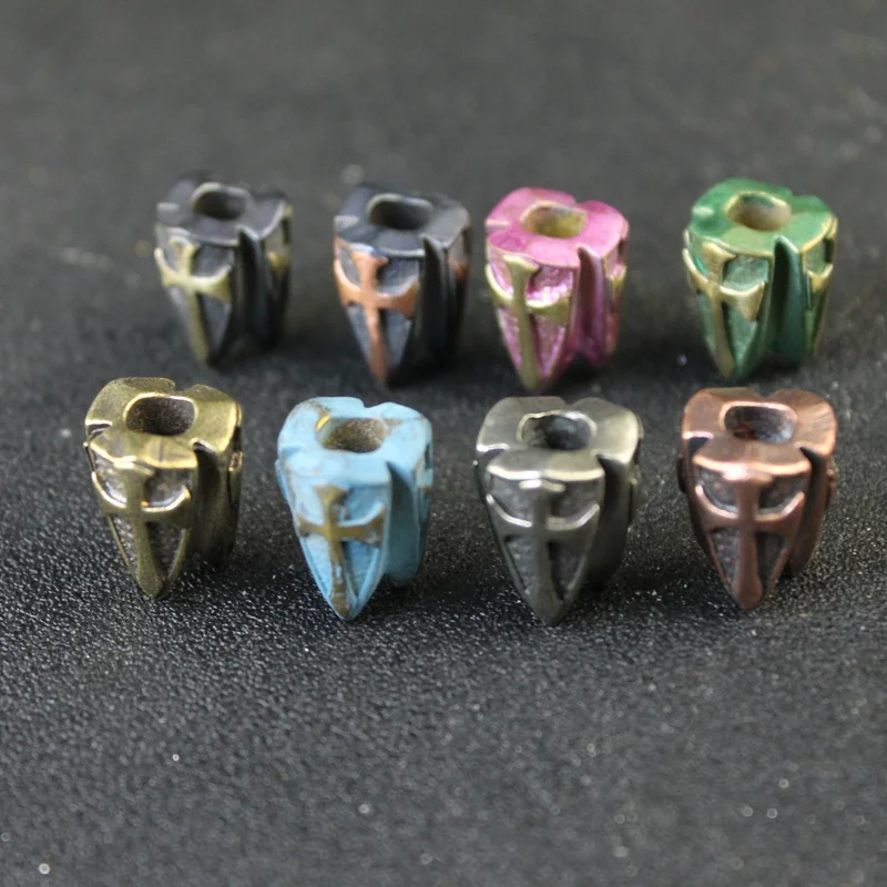 Cross Shield Brass Knife Beads Umbrella Rope Pendant Flashlight Lanyard Hanging EDC Outdoor Tool DIY Paracord Bracelet Accessory