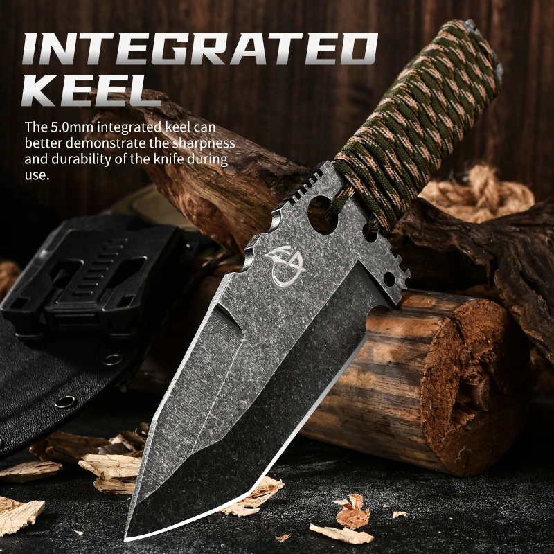 Outdoor multi-functional sharp knives camping mountaineering defense tactical equipment high hardness straight knife