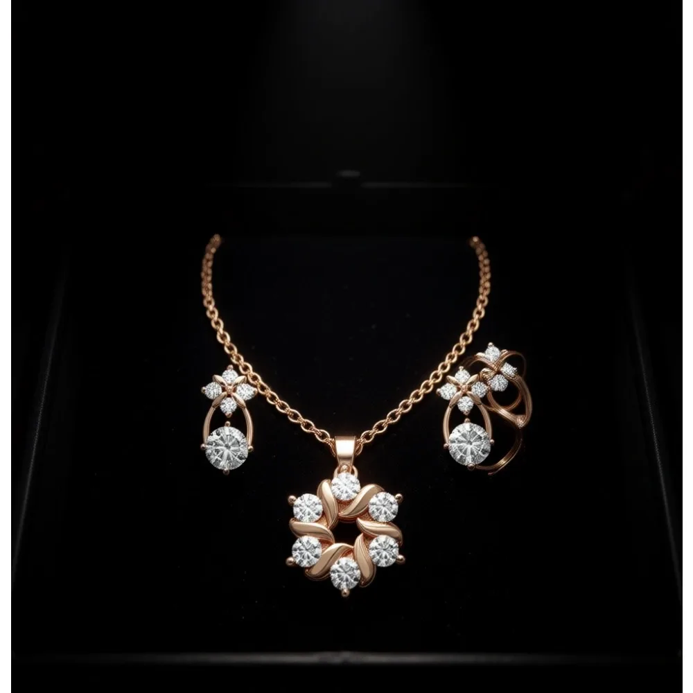 

Ювелирный набор для подружки невесты: ожерелье, серьги, браслет из позолоченной/посеребренной меди с кубическим цирконием – подарок для женщин