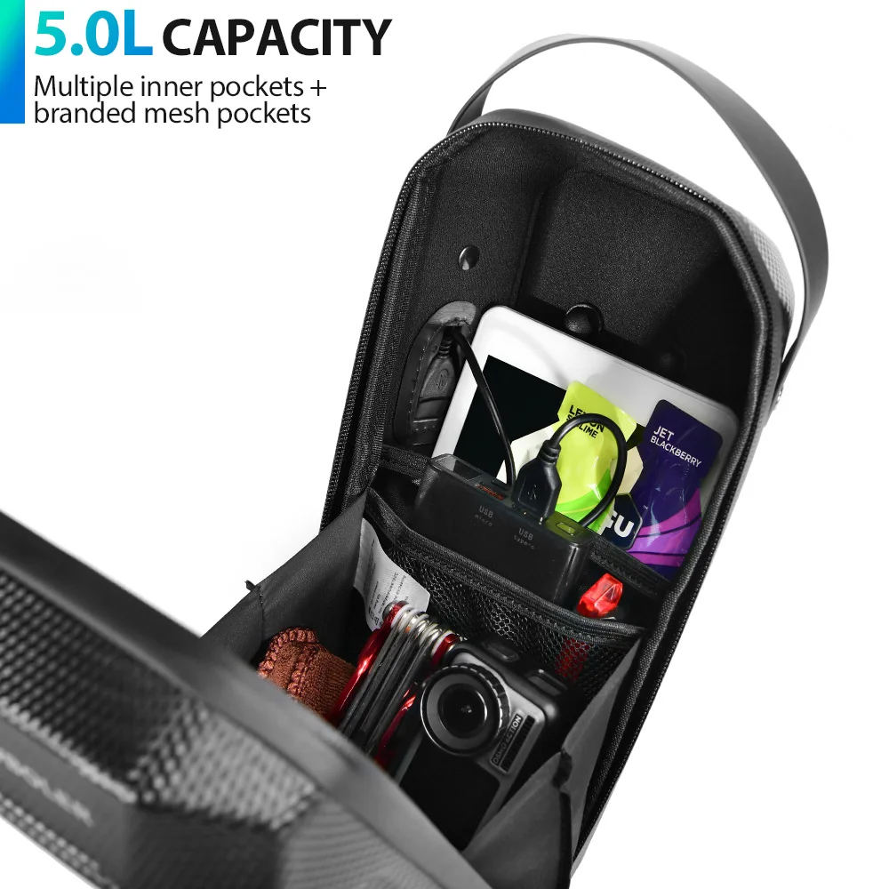 NEWBOLER 3L/5L Elektroroller-Tasche Zubehör Elektrofahrzeug-Tasche mit USB-Anschluss Wasserdichte Roller-Vordertasche Fahrradtasche – Detail 10