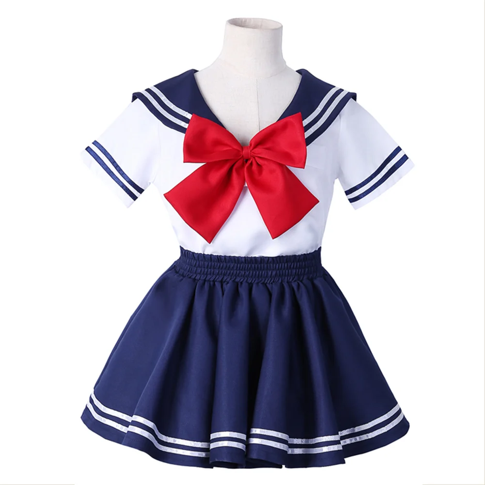 Japanese Student School Girl Uniform Child Little Girls Fancy Tops Skirt Dress Costume Kids Children Roleplay Fantasia Outfits