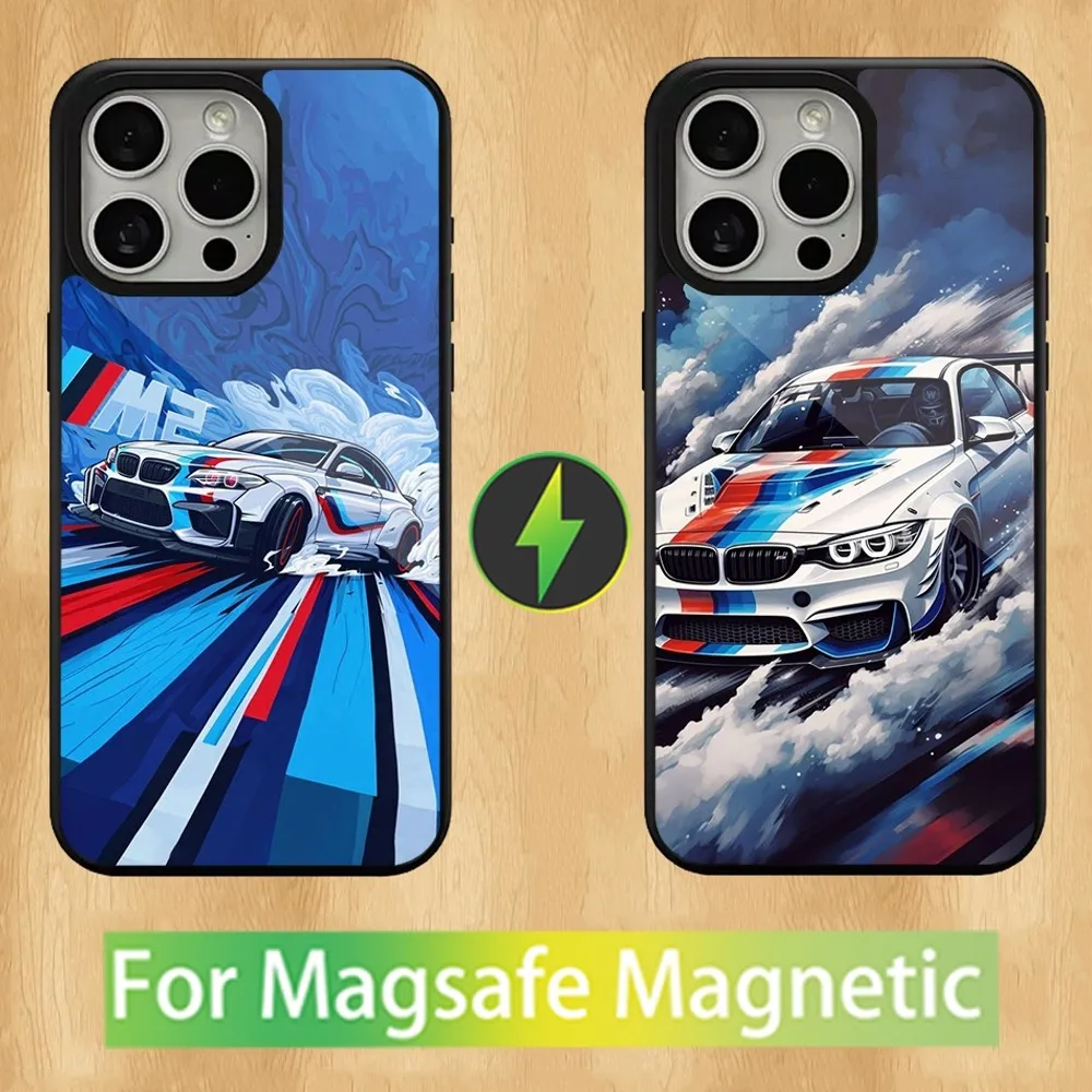 Sport M3 Car B-BMW-ES  Phone Case Strong Magnetic for iPhone 15 16 14 13 Pro Max 11 12 Mini Magsafe Wireless Charging Cover