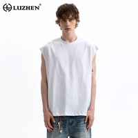 LUZHEN 2025 Summer New Handsome Casual Sleeveless Vest T-shirts Men's High Quality Breathable Solid Color Male Tank Tops JY2004