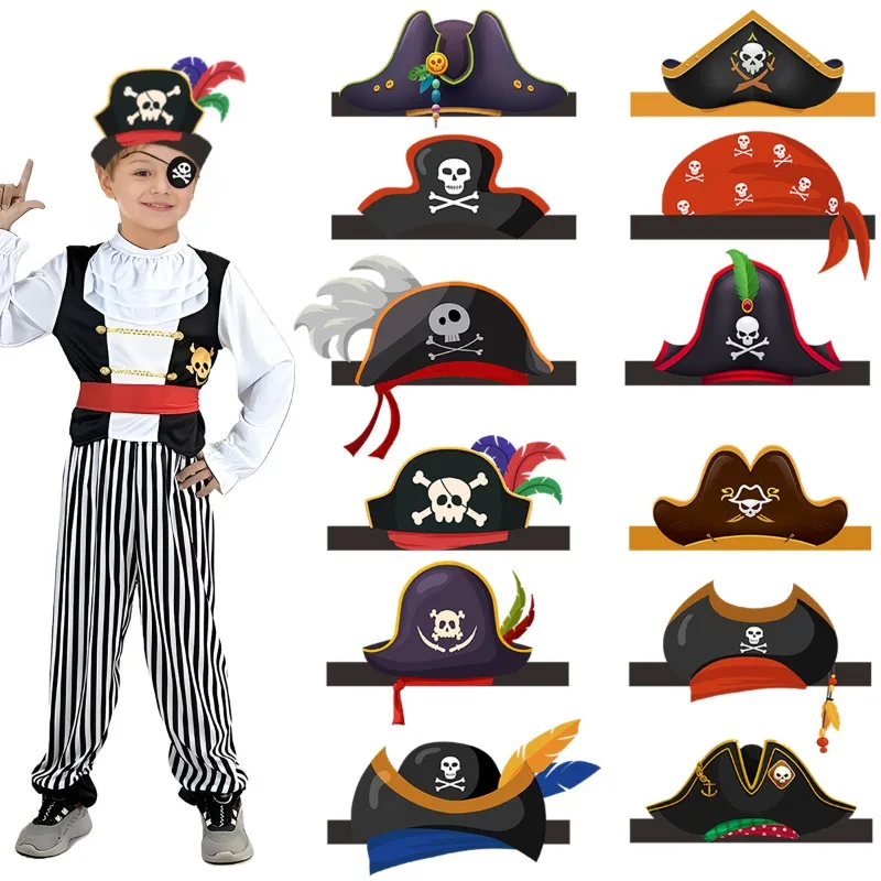 

Pirate Captain Themed Party Decorations for Kids Birthday Skull Party Hats and Pirate Hats for Halloween Children's Day