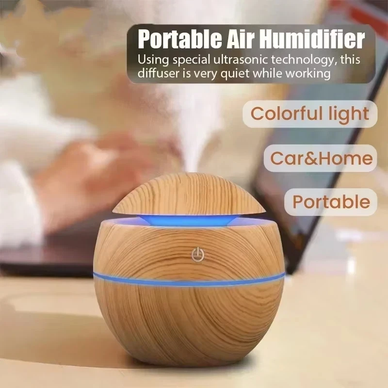 

USB ультразвуковой прохладный распылитель тумана, ароматизатор эфирного масла, мини-домашний увлажнитель воздуха с древесным зерном, электрический диффузор аромата воздуха
