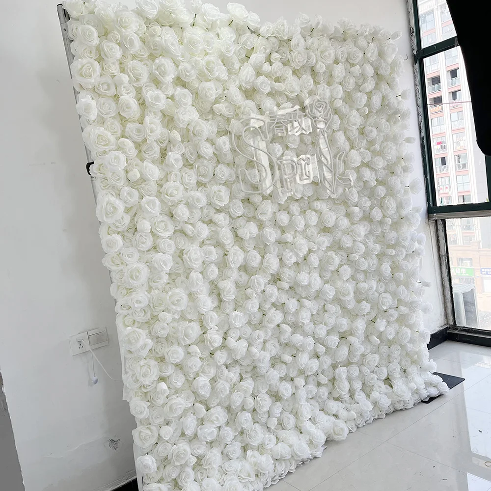 

SPR 3D Silk Finished Artificial Rose Ombre Flower Wall for Wedding Stage Backdrop Decoration