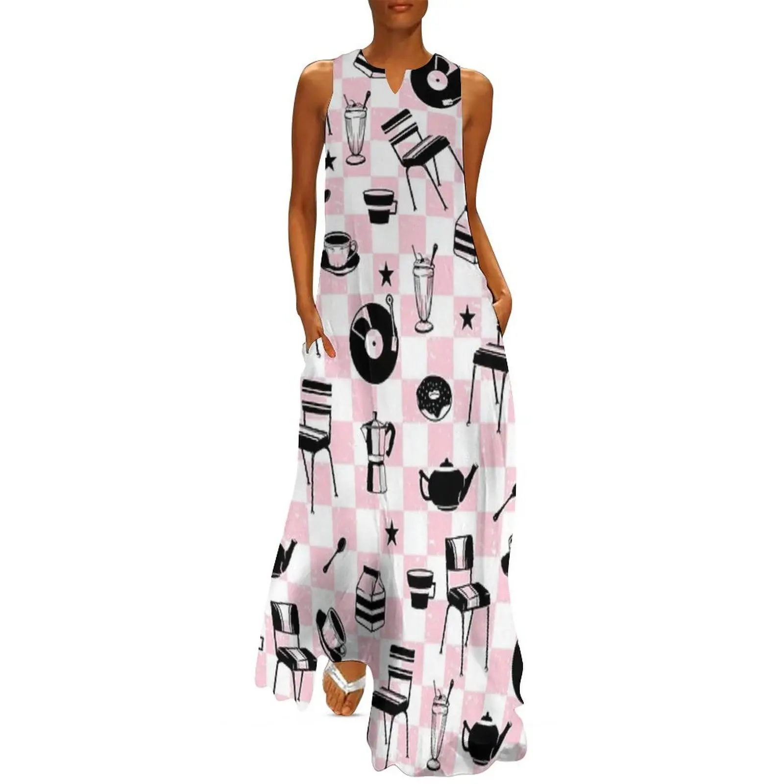 

American Diner Pattern Long Dress Female clothing chic and elegant evening dress dress summer 2025 women