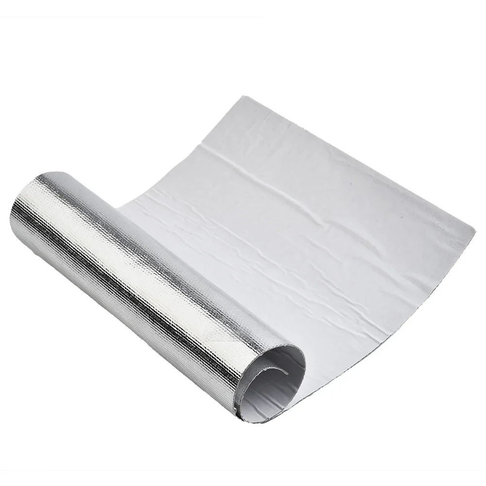 25*50cm Car Heat Shield Insulation Hood Sound Deadener Protective Film Mat For Shielding Exhaust, Bonnet, Tank, Engine Compartme