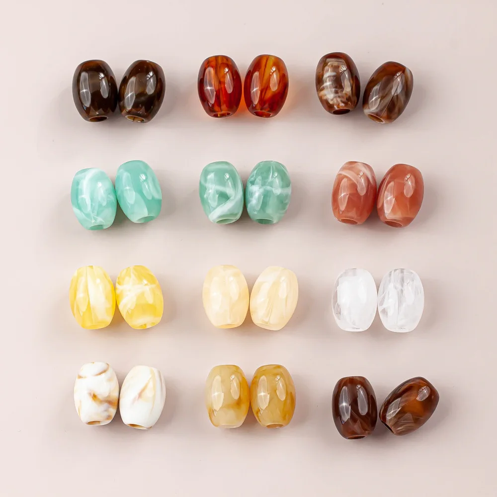 13*17mm Colorful Resin Large Hole Barrel Beads DIY Decorative Buttons Fashion Simple Hoodie Jacket Pendant Rope Scatter Beads