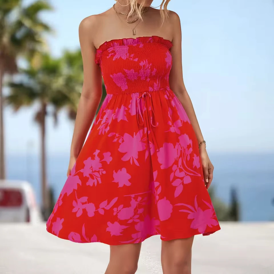 

Elegant Gowns For Women Women'S Summer Casual Dresses Sleeveless Flower Print Swing Dress Casual Beach Vestidos Verano Moda 2025