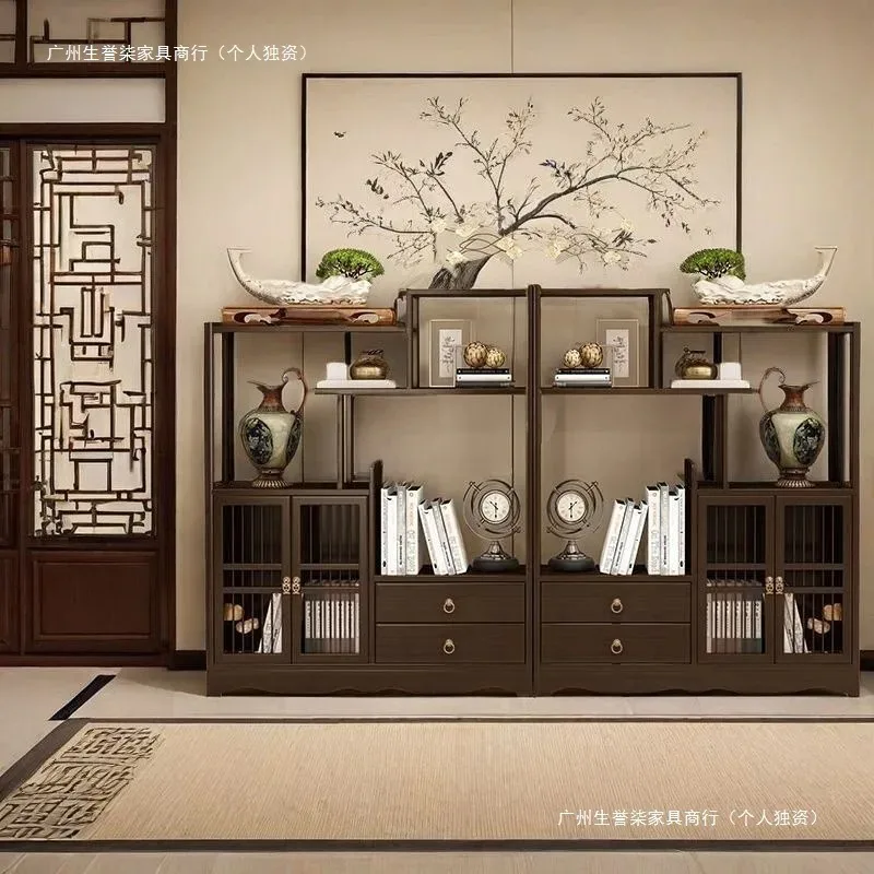 Chinese Bogu frame non-solid wood frame modern simple living room partition tea combination Bogu frame floor tea table