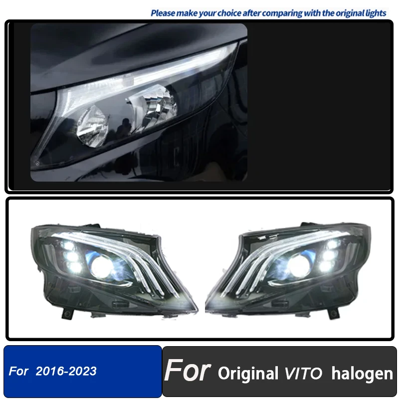 Led Koplampen + Led Achterlichten Montage Voor Mercedes Benz Vito W447 2016-2024 Halogeen Upgrade Full Led Voor achterlichten