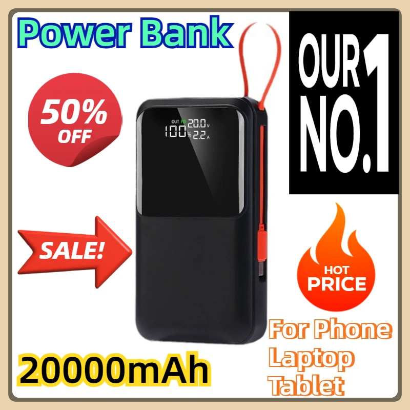 For Phone Laptop Tablet Powerbank 45W Power Bank 20000mAh PD Quick Charing 20000mAh PowerBank Type C External Battery Charger