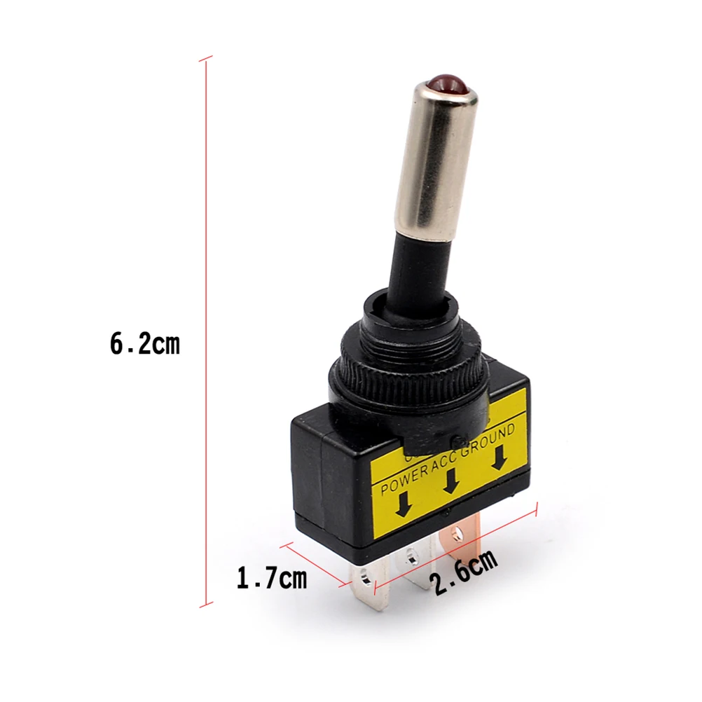 

10pcs LED Toggle Switch 3 Pin 12V 20A Red ABS Metal ON/OFF Motorcycle Car Boat Headlights Fog Work Lamps Switch Rocker Relay
