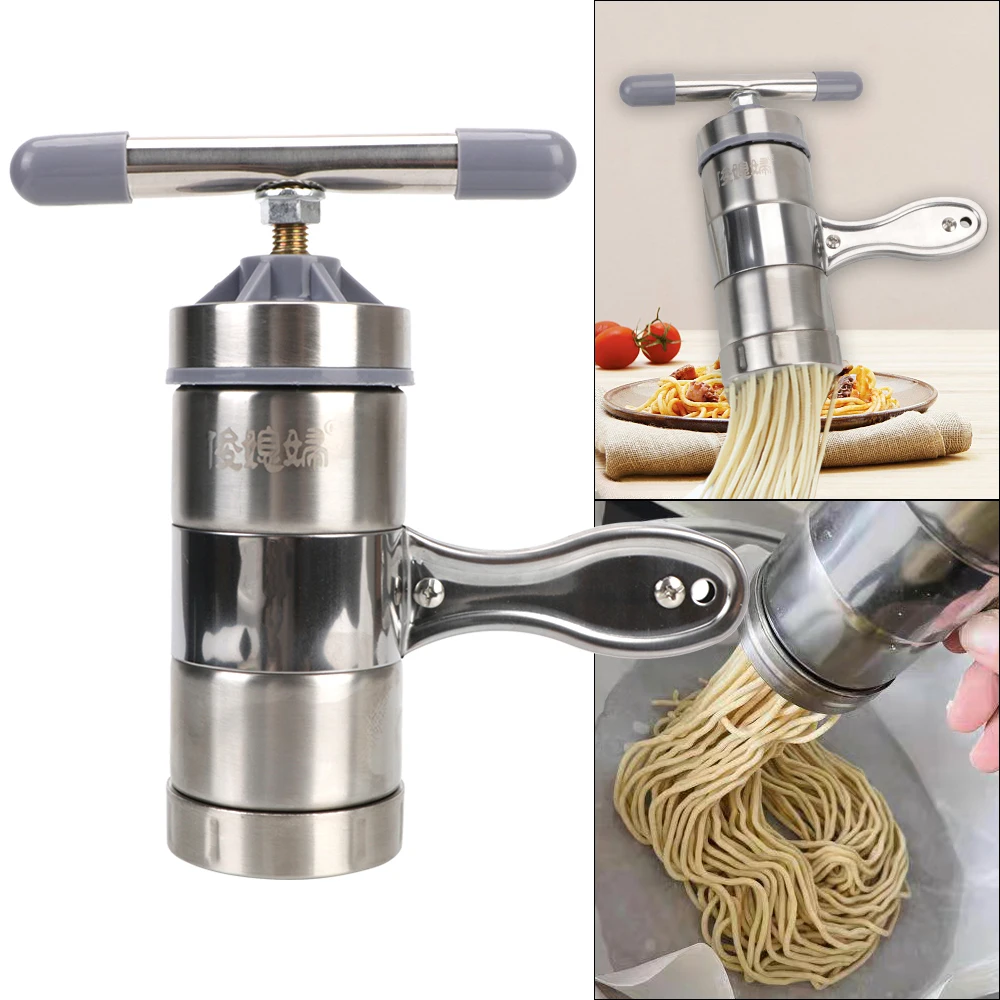 Stainless Steel Making Spaghetti Press Pasta Machine Manual Noodle Maker Fruits Juicer With 5 Pressing Moulds Multifunctional