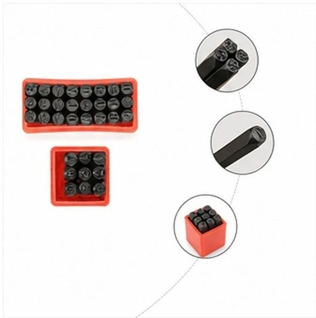 36Pcs 2Mm Hardened Carbon Steel Alphabet Numbers Punch Set for Metal Stamping Professional Steel Punch Tool