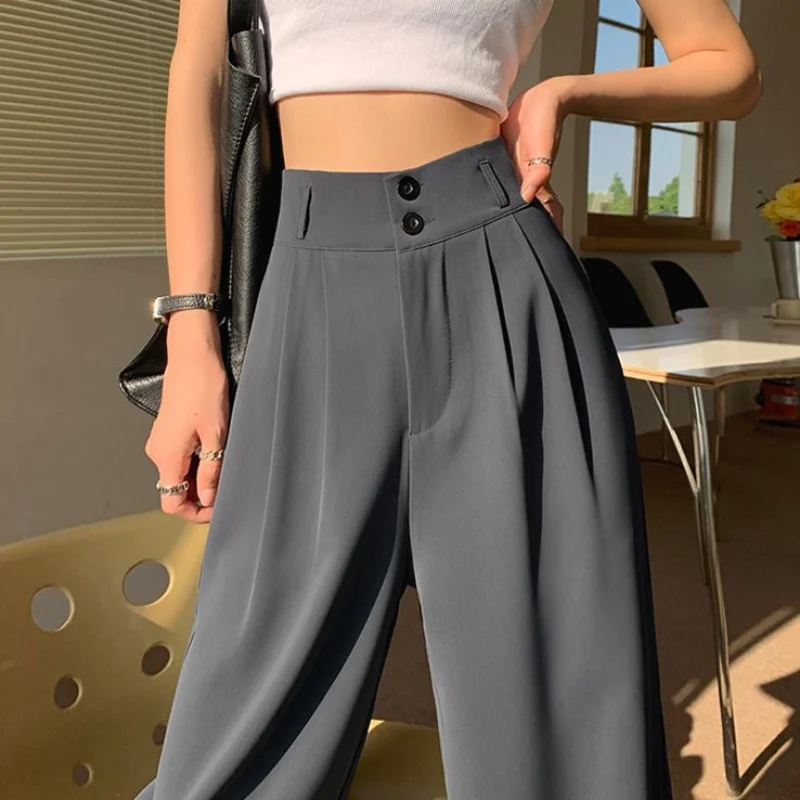 

Suit Pants Women Spring Autumn New High-waisted Vertical Slimming Pants Casual Small Mopping Pants Wide-leg Women's Clothing