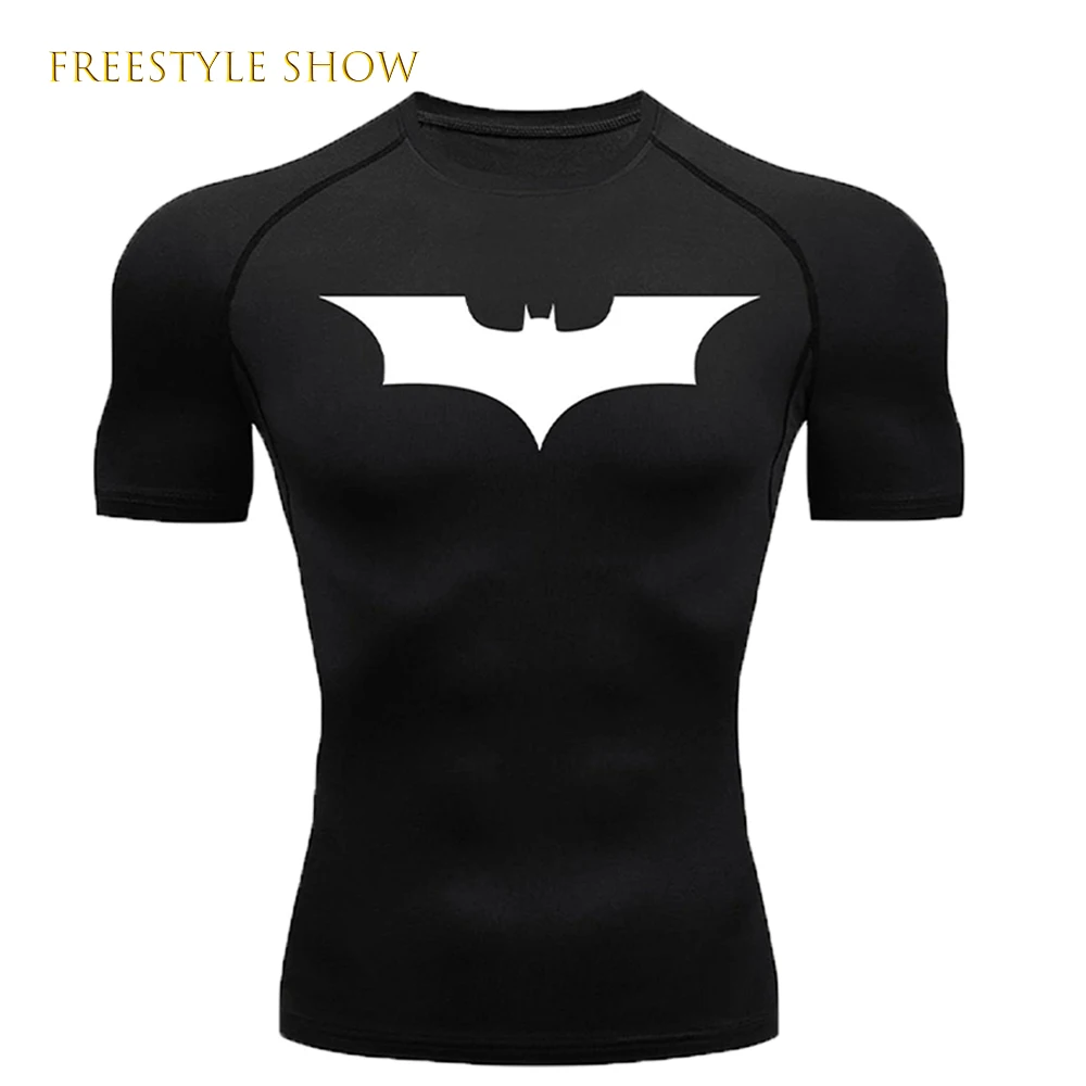 Men's Compression Shirt For Men Training Printed Quick Dry Gym TShirts Athletic Top Short/Long Sleeve Muscle Rash Guard Summer