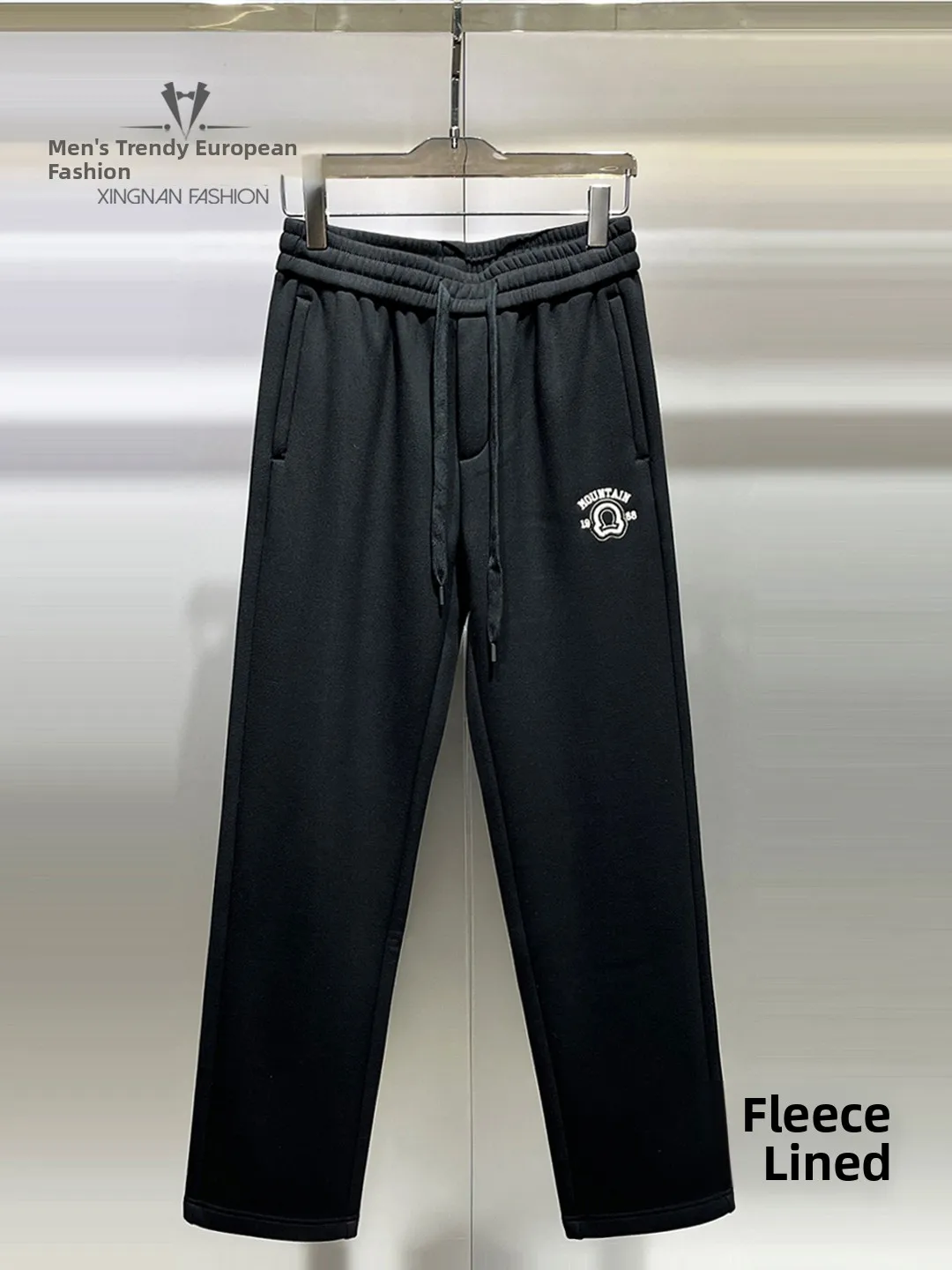 

Мужские удобные повседневные брюки прямого кроя с флисовой подкладкой, зимние модные брендовые брюки свободного кроя, универсальные молодежные спортивные брюки