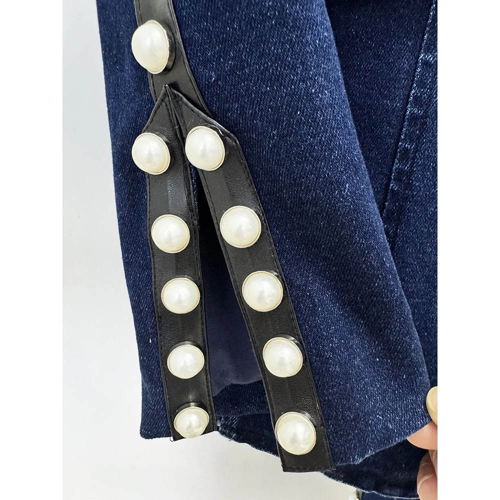 HIGH QUALITY Newest 2026 Runway Designer Suit Set Women's Beaded Denim Jacket Jeans Set 2PCS view 6