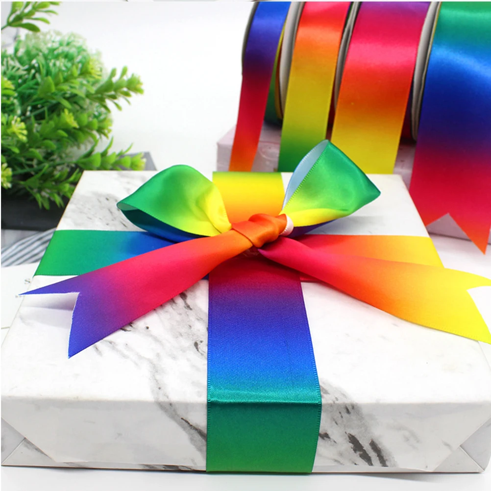 

Rainbow Belt Polyester Ribbon Colorful Wrap Thick Multi Packaging Present Wrapping Craft Durable Gift Flower Cake Accessories