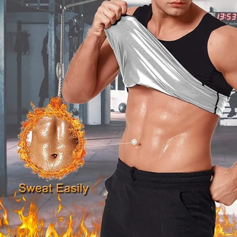 الرجال ساونا قميص العرق البطن البطن التحكم مدرب خصر ضغط التخسيس سترة الصالة الرياضية تجريب حرق الدهون المشكل الذكور #1